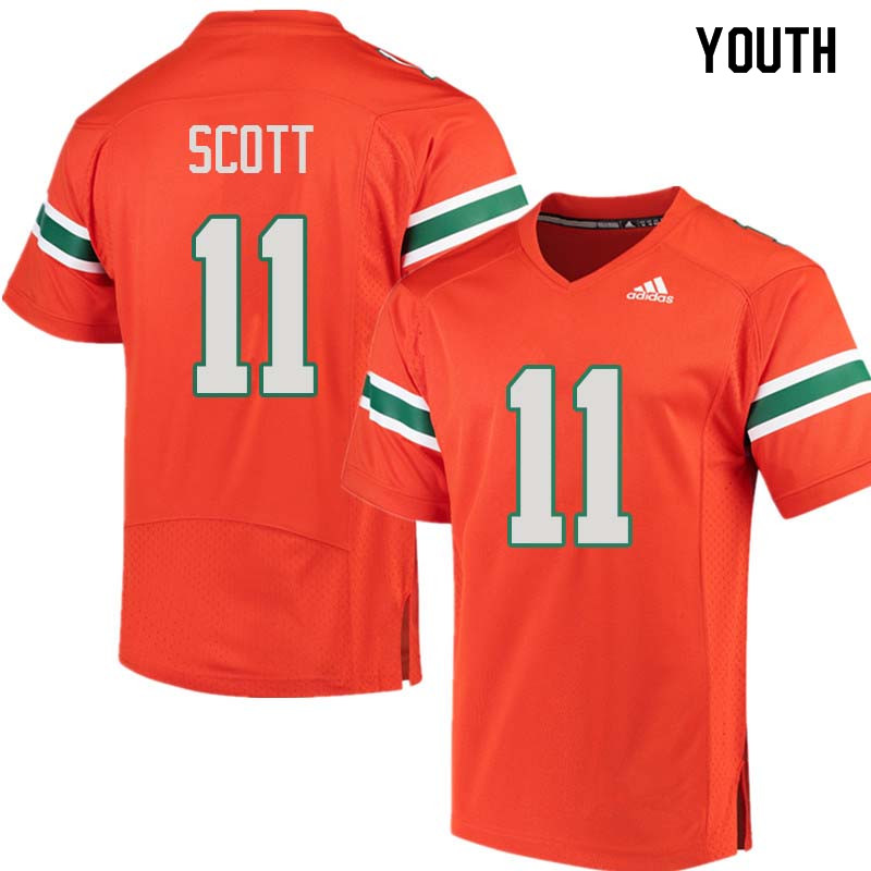 Youth Miami Hurricanes #11 Rashawn Scott College Football Jerseys Sale-Orange